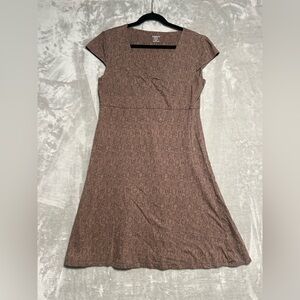 Toad & Co Cap Sleeve Midi Dress Women’s Large Organic Cotton Eco Brown Stretch